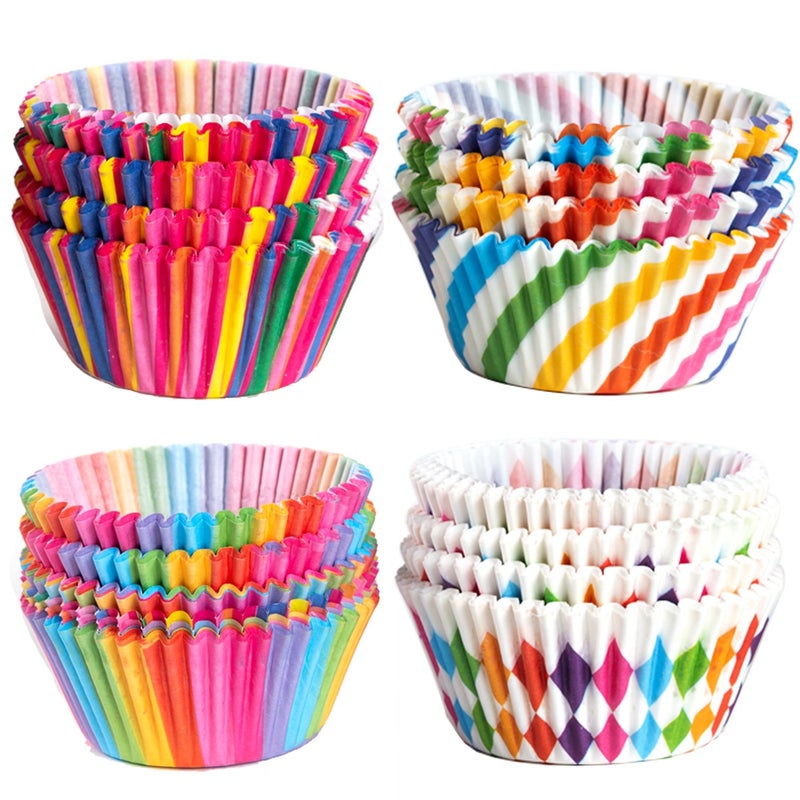 STARUBY Cupcake Baking Paper Cups Muffin Cupcake Liners Colorful Rainbow Combo Disposable Baking Cups Set Standard Size,Pack of 400 - Image 2